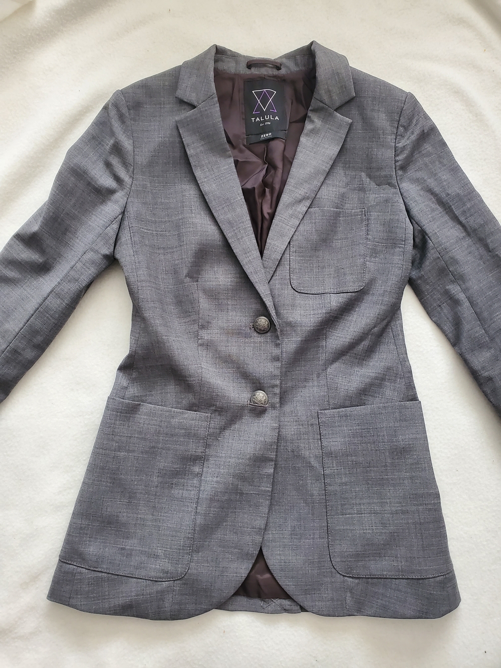 Aritzia Talula Wool Blend Gray Two-Button Blazer Size 0